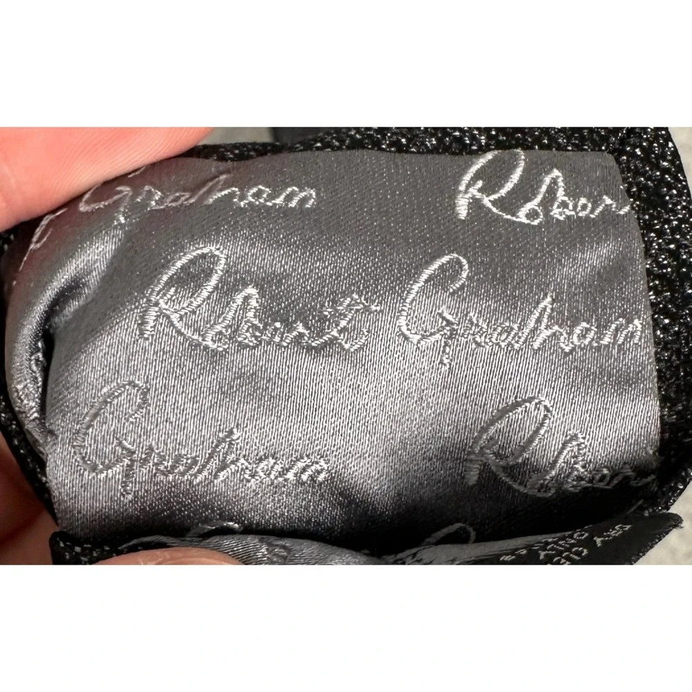 Robert Graham Tie Mens OS Striped Black Grey Silver 100% Silk Necktie Formal EUC